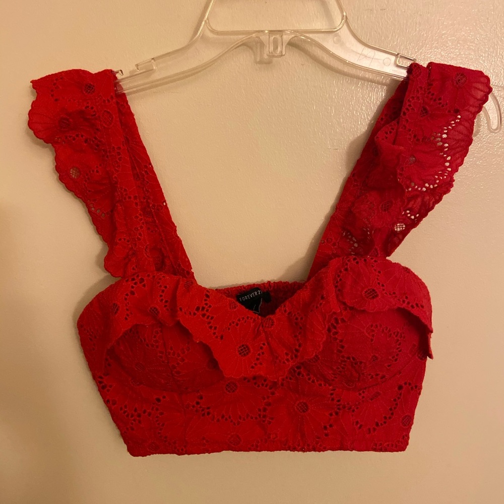 red bralette or crop top